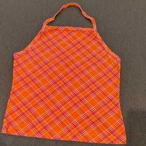 BOGO Orange & raspberry plaid halter top in M